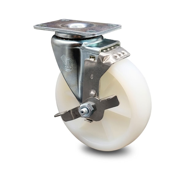 5 Inch Nylon Wheel Swivel Top Plate Caster with Brake
